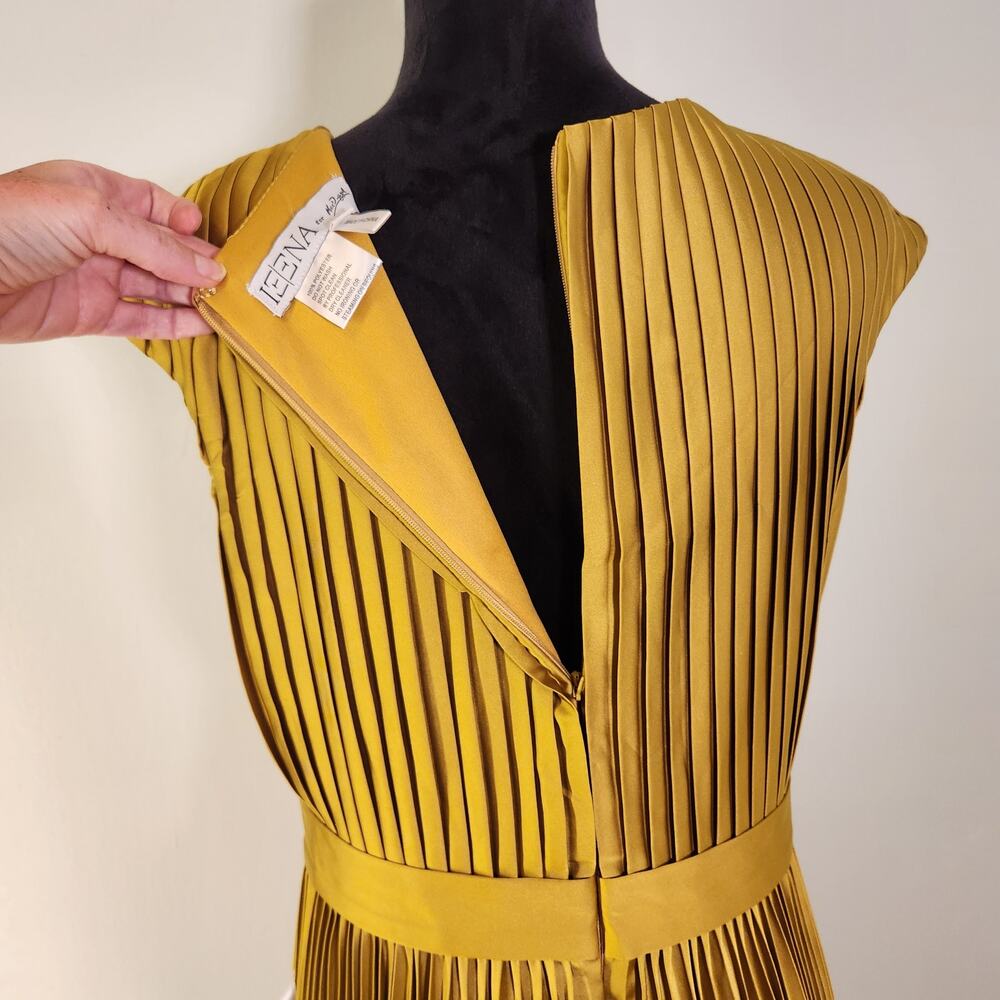 IEENA MAC DUGGAL NWT Pleated Cap Sleeve Chartreuse Dress 26483, Size 10 - Picture 11 of 15